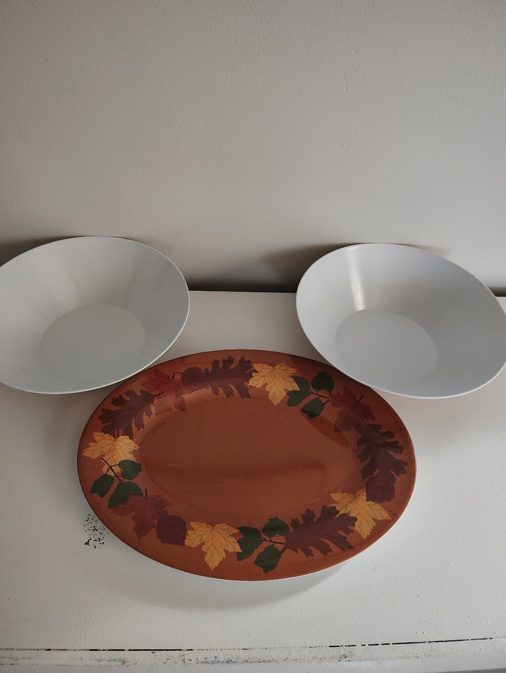 Essex Melamine Fall Autumn Leaves Serving Platter 2 Bowls 3 Pc Set